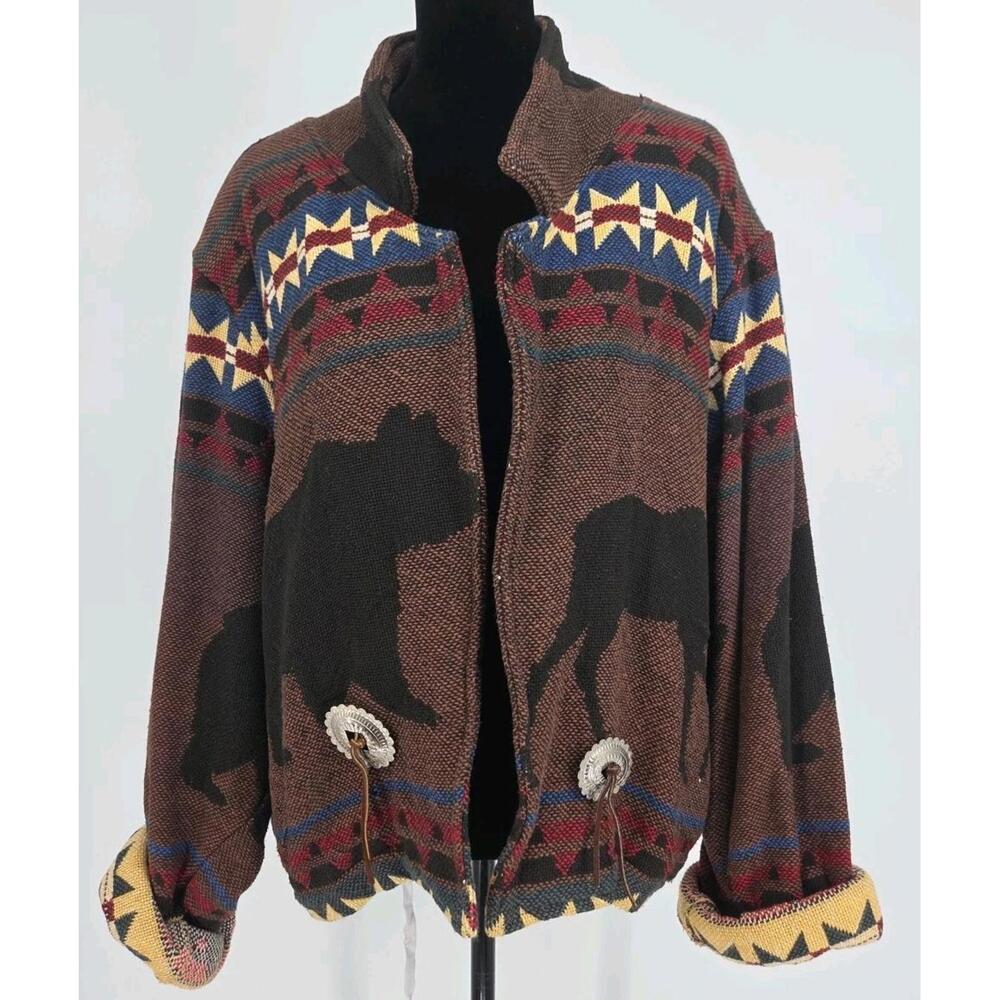 Vintage Painted Pony Southwestern Tapestry Jacket With Concho RARE One‎ Size